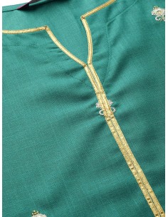 Ensemble kurta vert et blanc cassé brodé avec palazzo – Libas 2