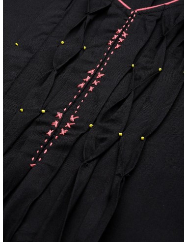 Ensemble kurta noir et rose imprimé avec pantalon – Imara