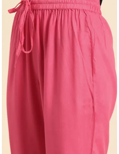 Women Black & Pink Printed Kurta with Trousers - Imara