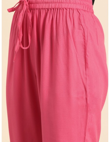 Ensemble kurta noir et rose imprimé avec pantalon – Imara