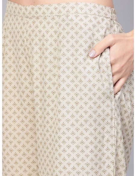 Ensemble kurta jaune et beige imprimé avec palazzo – Libas