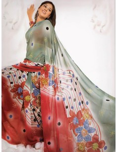 Saree Prithi – imprimé fleurs et rayures