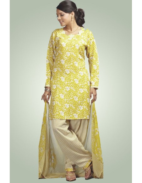 Salwar Kameez imprimé jaune – Arthana