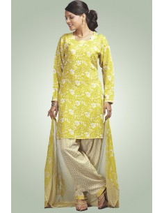 Salwar Kameez imprimé jaune – Arthana