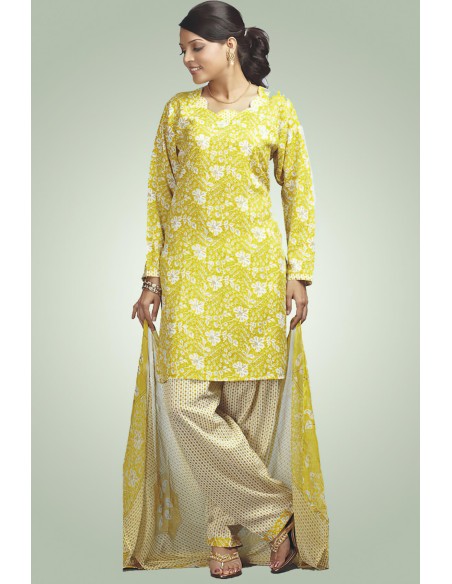 Salwar Kameez imprimé jaune – Arthana