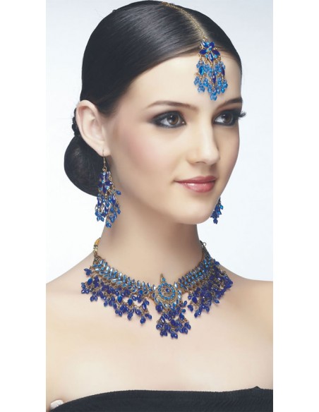 Parure indienne bleu