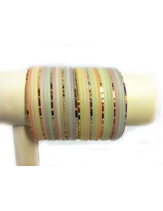 Pretty Pastel Frosted & Gold Metallic Bangle Set (22 pcs) - T019 2