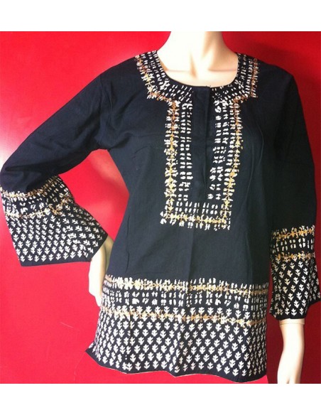 Black Solid Straight Kurti