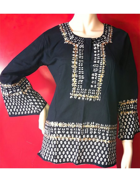 Black Printed Regular Top