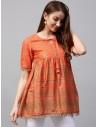 Gerua Orange & Gold A-Line Kurti [Bollymarket.com]