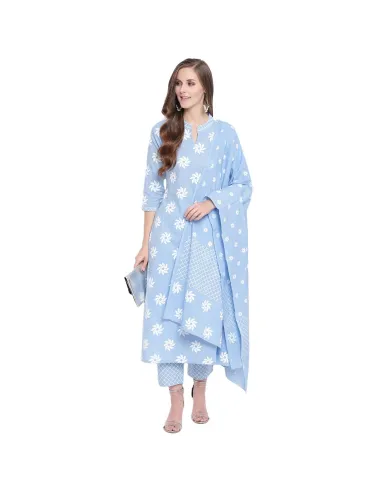 Stylum Cotton Floral Print Straight Kurta Set