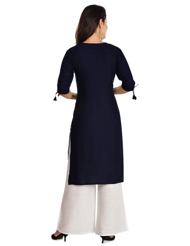 Ensemble kurti en rayonne avec palazzo et dupatta chanderi – Habiliments