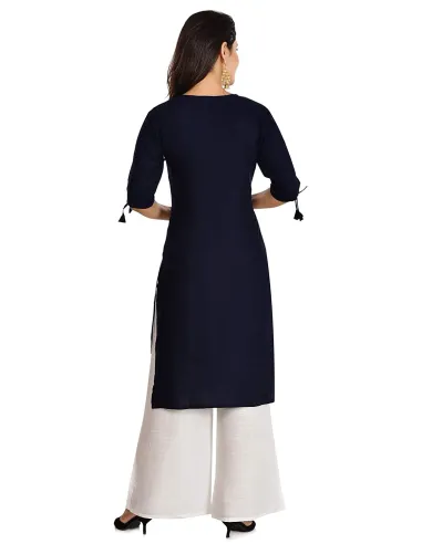 Habiliments Rayon Kurti with Palazzo and Chanderi Dupatta Set