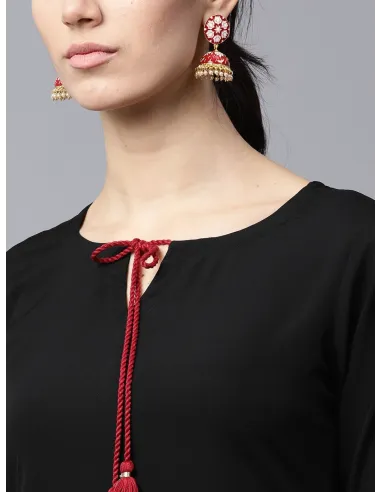 Black & Brown Solid Kurta with Palazzos - Gerua