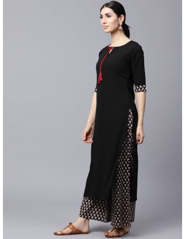 Ensemble kurta noir et marron avec palazzo – Gerua