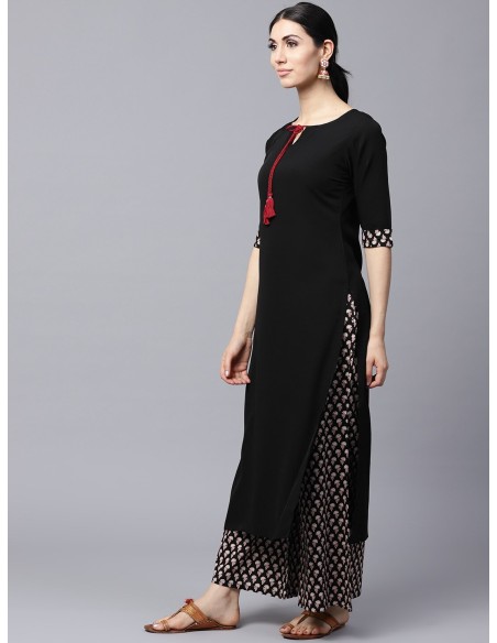 Ensemble kurta noir et marron avec palazzo – Gerua