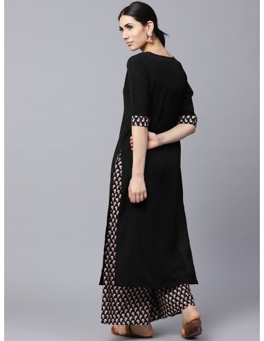 Ensemble kurta noir et marron avec palazzo – Gerua