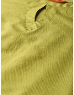 Tunique Vert Olive & Blanc Cassé avec Pantalon et Masque - Indo Era 2