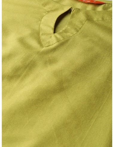 Ensemble kurta vert olive et blanc cassé avec dupatta et masque – Indo Era