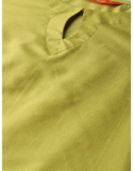 Ensemble kurta vert olive et blanc cassé avec dupatta et masque – Indo Era
