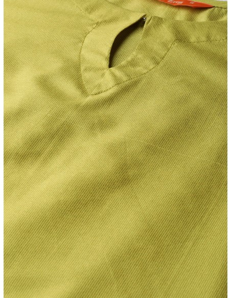 Tunique Vert Olive & Blanc Cassé avec Pantalon et Masque - Gerua