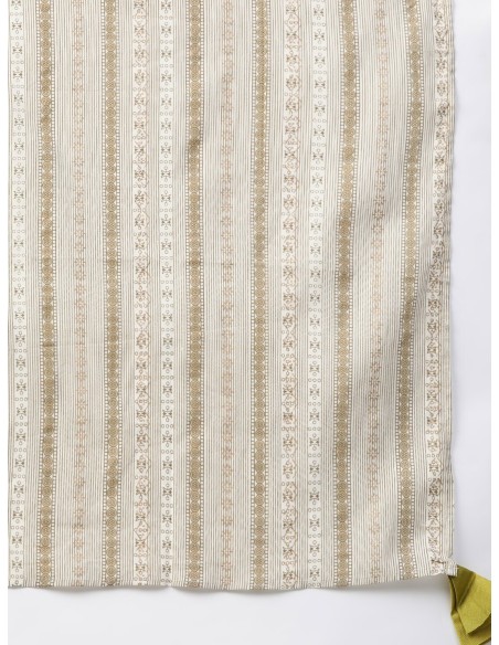 Ensemble kurta vert olive et blanc cassé avec dupatta et masque – Indo Era