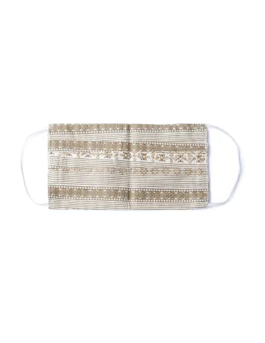 Olive Green & Off-White Solid Kurta Set with Dupatta & Mask - Indo Era