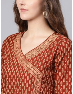 Ensemble kurta Anghrakha bordeaux & beige avec palazzo et dupatta – Indo Era 2