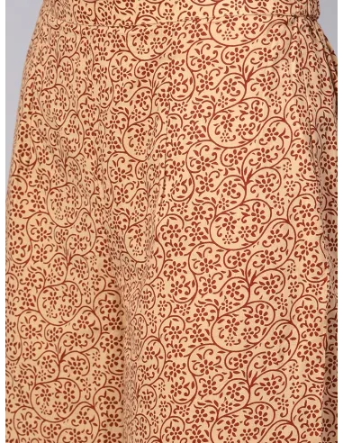 Tunique Bordeaux & Beige avec Pantalon et Étole - Indo Era