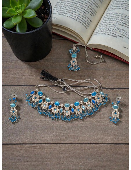 Parure indienne bleu