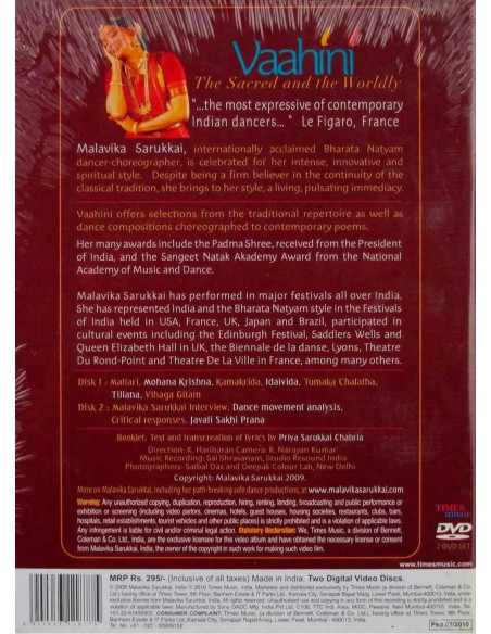 Vaahini (The Sacred and the Worldly) by Bharata Natyam dancer Malavika Sarukkai (Coffret 2 DVD) (2010)