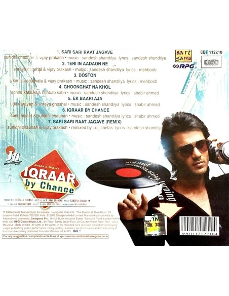 Iqraar by Chance CD (2006) (Bollywood)