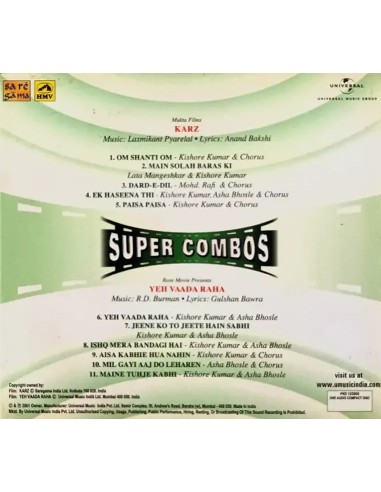 Karz / Yeh Vaada Raha (CD) (Bollywood)
