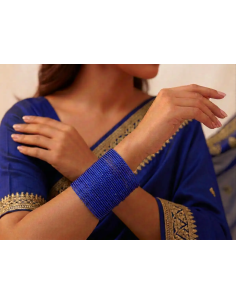 Parure de 30 Bracelets Indiens Métalliques Bleu Royal (T006)
