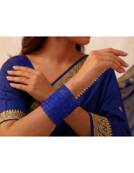 Classic Royal Blue Metallic Bangle Set (30 pcs) - T006