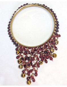 Maroon Bangles with Beaded Tassels and Gold Bells (T017) 2