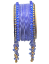 Blue Bangles with Beaded Tassels and Gold Bells (T022)