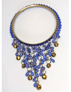 Blue Bangles with Beaded Tassels and Gold Bells (T022) 2