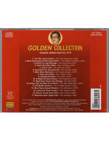 Golden Collection : Kishore Kumar - Soulful Hits (CD) (2003)