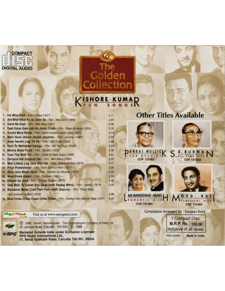 The Golden Collection : Kishore Kumar - Fun Songs (CD) (1999)