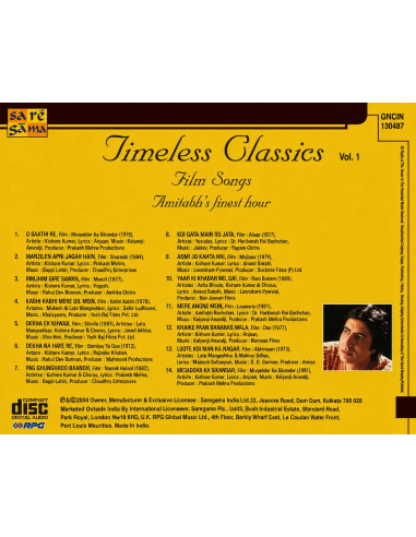 Timeless Classics Vol. 1 CD (2004) (Bollywood)