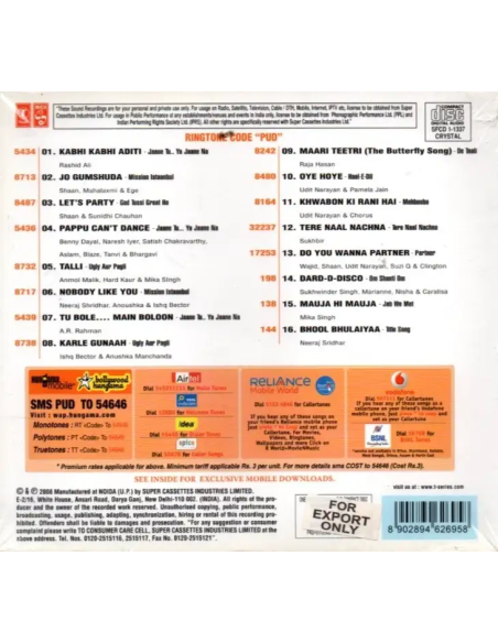 Pappu Can't Dance CD (2008) (Bollywood)