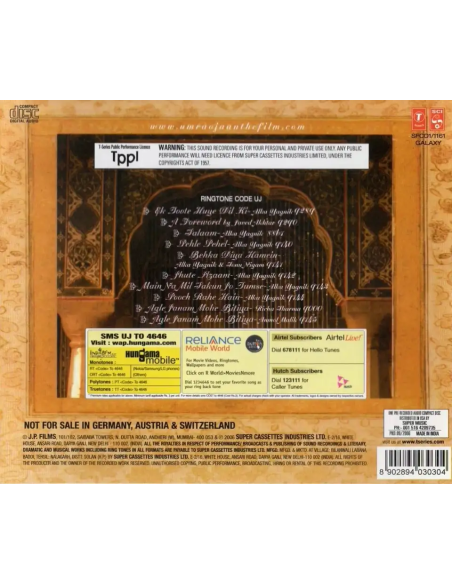 Umrao Jaan CD (2006) (Bollywood) (T-Series)