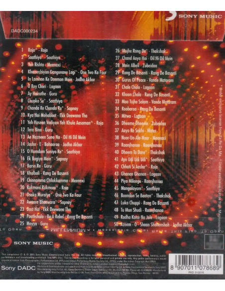 Rahman's Top 50 (CD) (MP3) (2015) (Bollywood) (Sony)