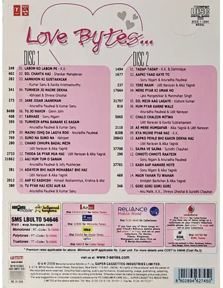 Love Bytes - Unconditional Love (CD) (Bollywood) (T-Series)