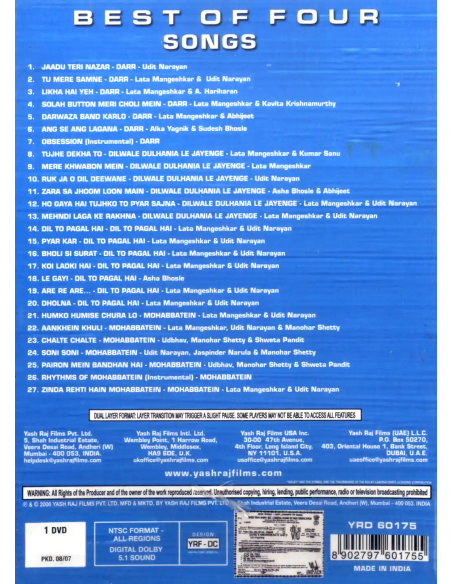 Best of Four Songs DVD (Bollywood) (YRF)