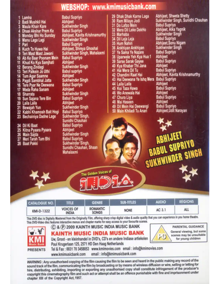 The Golden Voices of India DVD (Bollywood) (KMI)