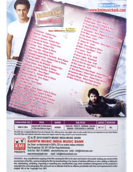 Kailash Kher vs Sonu Nigam & Other New Millenium Singers DVD (KMI)