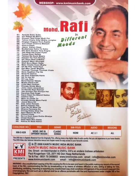 Mohd. Rafi in Different Moods DVD (Bollywood) (KMI)