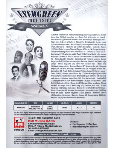 Evergreen Melodies Vol. 5 DVD (Bollywood) (KMI)